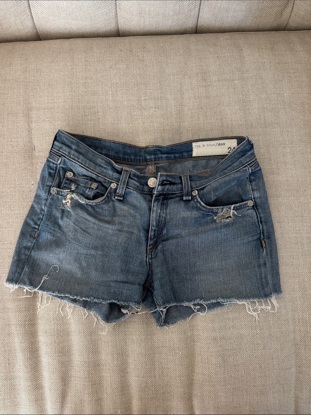 rag & bone Distressed Blue Jean Shorts